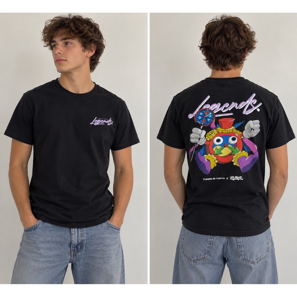 Tuned In Tokyo Yu-Gi-Oh Time Wizard Legends Black Graphic T-Shirt Mens Medium